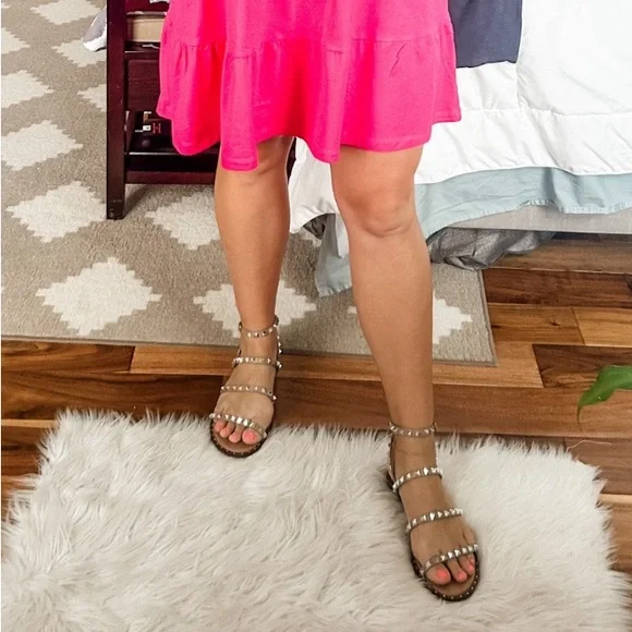 Steve Madden Beige Studded Sandals - Picture 3 of 6